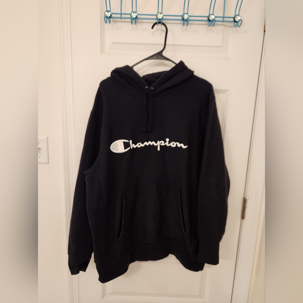 Mens Champion Black Pullover Hoodie Size XL #QQ1030